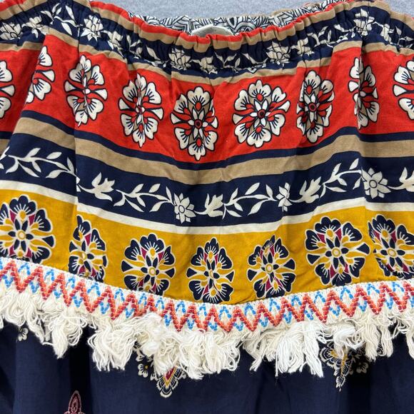 Entro Midi Sun Dress Women's Size Large Navy Boho Lined Adjustable Straps Hippie - Picture 6 of 15